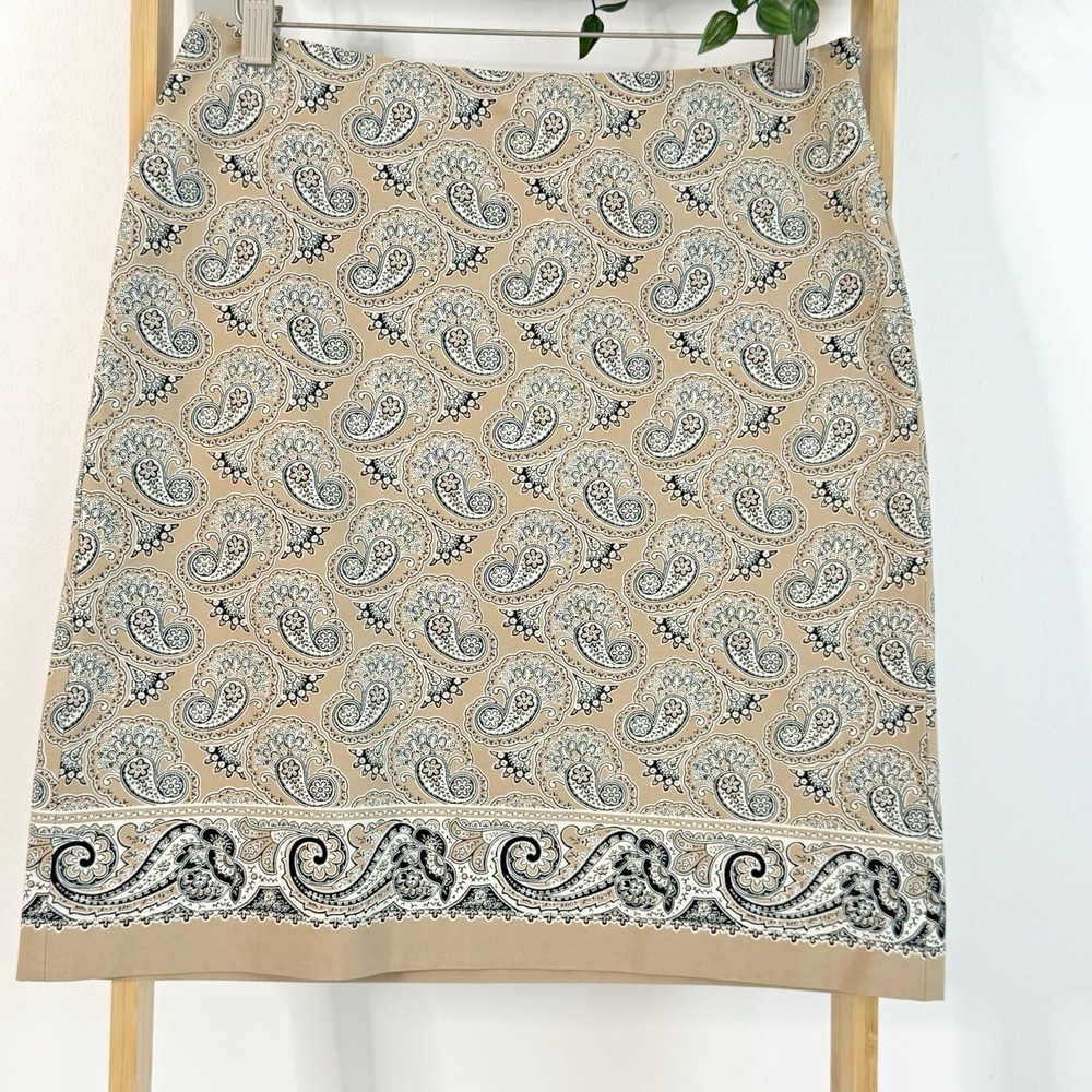 Vintage Y2K Casual Corner Annex Petite 4 Paisley A-Line Cotton Stretch Skirt EUC
